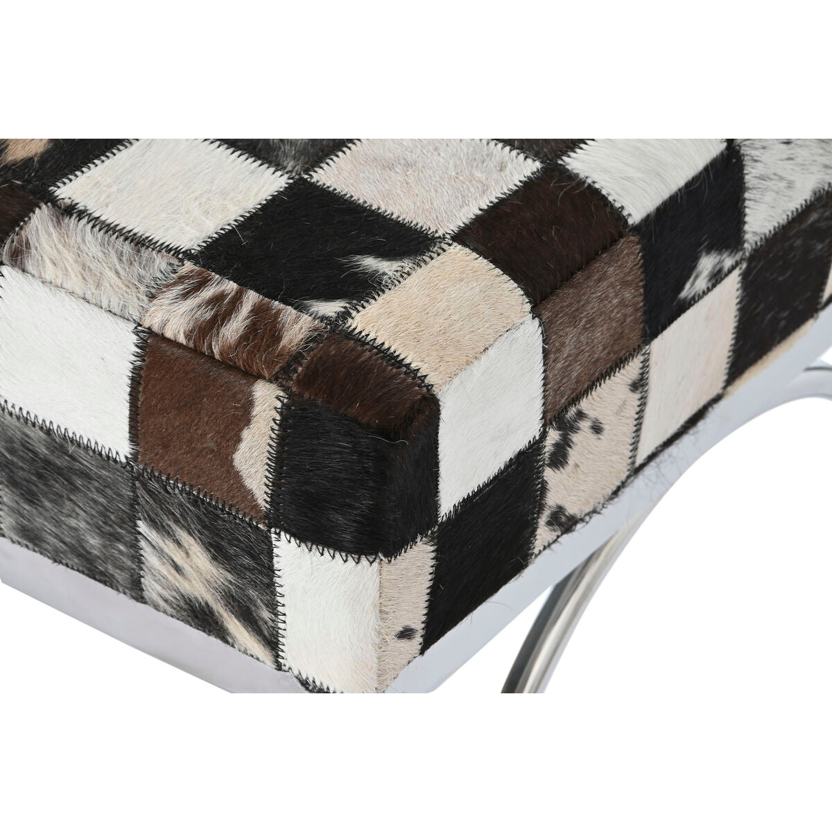 Sittpall DKD Home Decor Kräm Silvrig Mörkbrun Stål 122 x 41 x 44 cm finns hos Nordekko