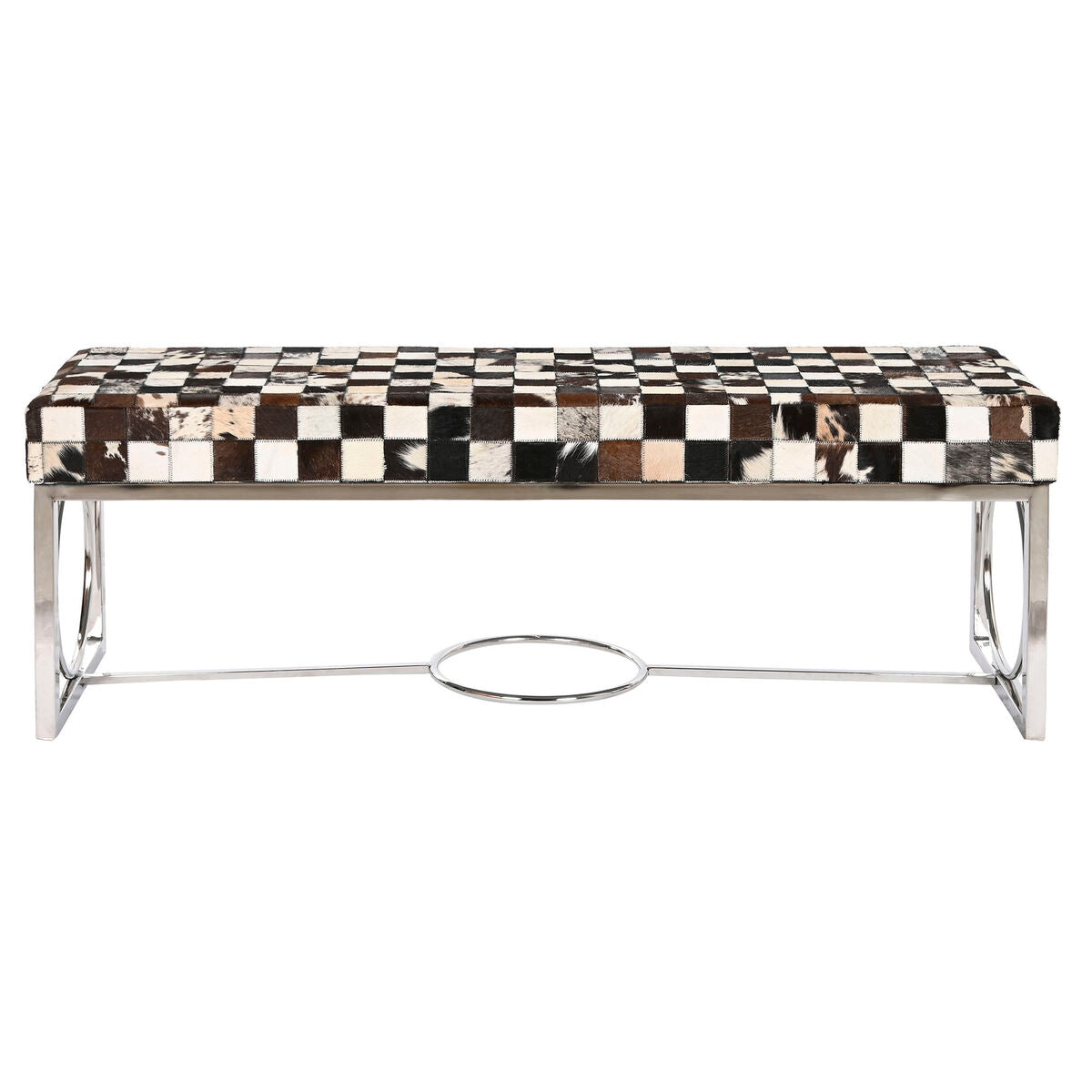 Sittpall DKD Home Decor Kräm Silvrig Mörkbrun Stål 122 x 41 x 44 cm finns hos Nordekko