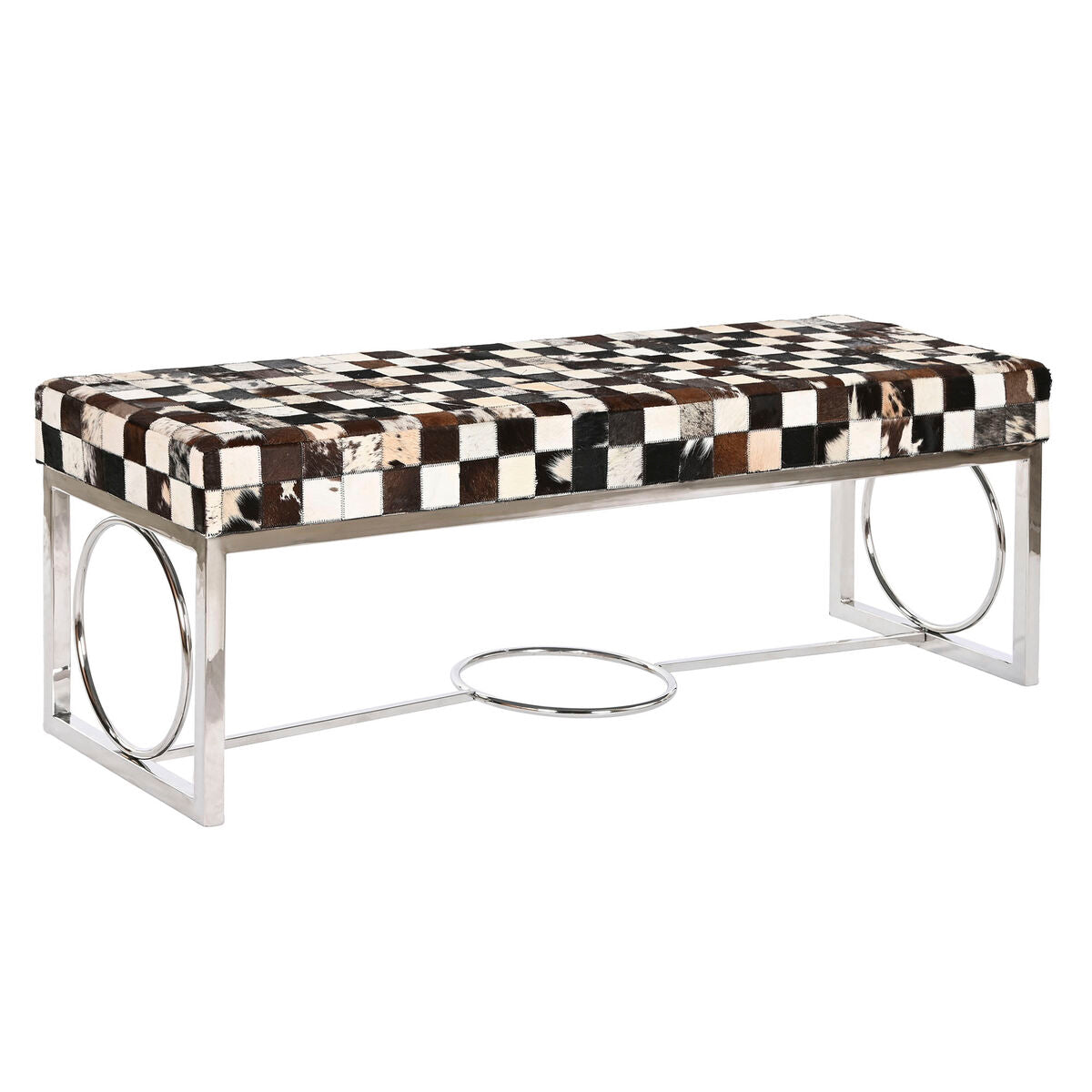 Sittpall DKD Home Decor Kräm Silvrig Mörkbrun Stål 122 x 41 x 44 cm finns hos Nordekko