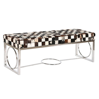 Sittpall DKD Home Decor Kräm Silvrig Mörkbrun Stål 122 x 41 x 44 cm finns hos Nordekko