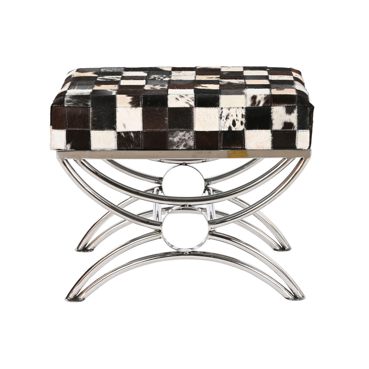 Sittpall DKD Home Decor Brun Kräm Silvrig Mörkbrun Stål 53 x 40 x 43 cm finns hos Nordekko