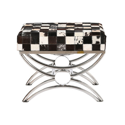 Sittpall DKD Home Decor Brun Kräm Silvrig Mörkbrun Stål 53 x 40 x 43 cm finns hos Nordekko
