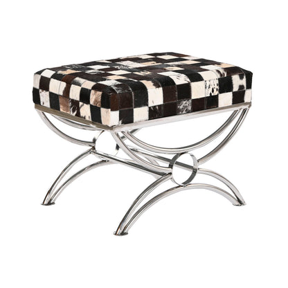 Sittpall DKD Home Decor Brun Kräm Silvrig Mörkbrun Stål 53 x 40 x 43 cm finns hos Nordekko