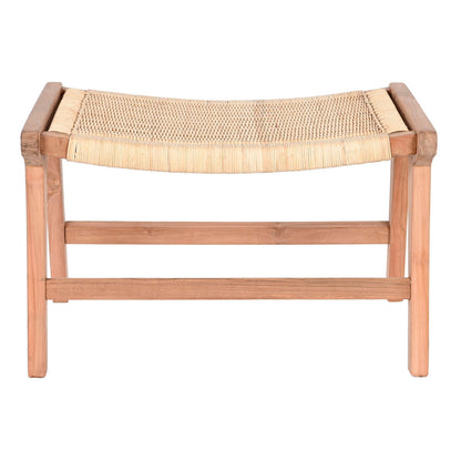 Sittpall DKD Home Decor Vit Brun Beige Teak 65 x 47 x 40 cm finns hos Nordekko