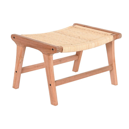 Sittpall DKD Home Decor Vit Brun Beige Teak 65 x 47 x 40 cm finns hos Nordekko