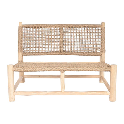 Trädgårdssoffa DKD Home Decor Vit Naturell Teak 120 x 81 x 84 cm finns hos Nordekko