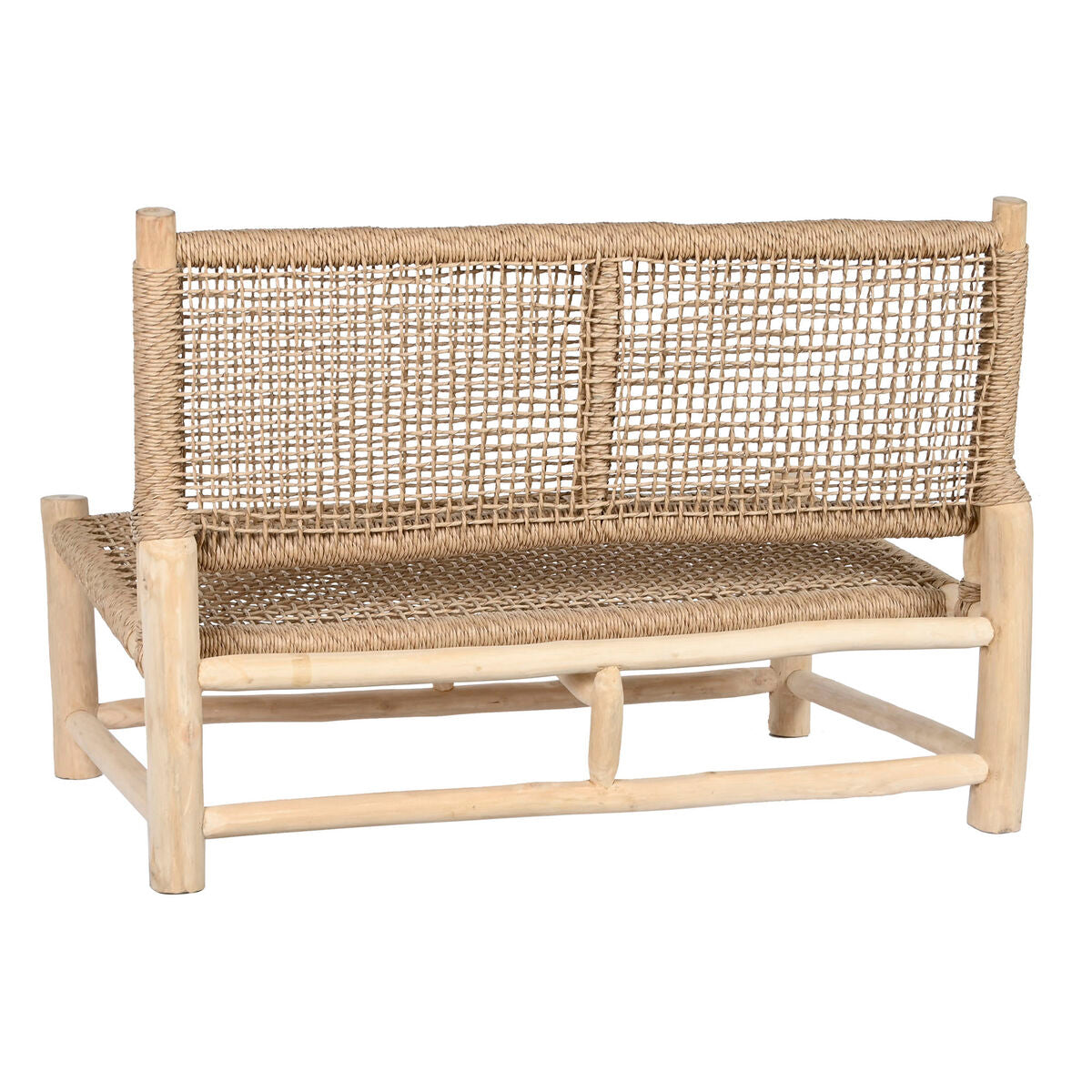 Trädgårdssoffa DKD Home Decor Vit Naturell Teak 120 x 81 x 84 cm finns hos Nordekko