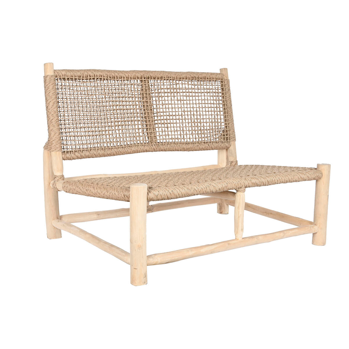 Trädgårdssoffa DKD Home Decor Vit Naturell Teak 120 x 81 x 84 cm finns hos Nordekko