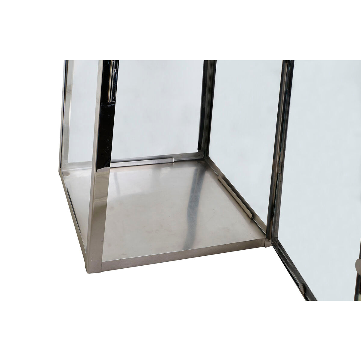 Lykta DKD Home Decor Brun Silvrig Läder Glas Stål Kromad 30 x 30 x 66 cm finns hos Nordekko