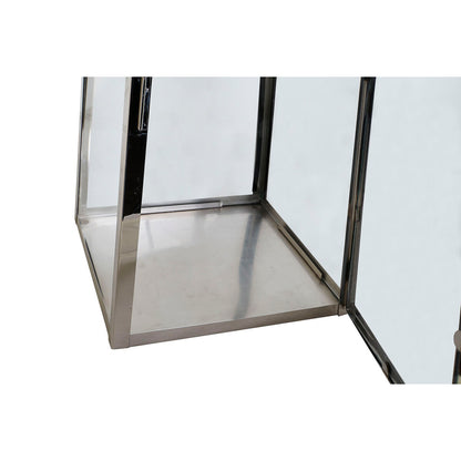 Lykta DKD Home Decor Brun Silvrig Läder Glas Stål Kromad 30 x 30 x 66 cm finns hos Nordekko