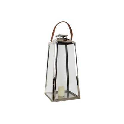 Lykta DKD Home Decor Brun Silvrig Läder Glas Stål Kromad 30 x 30 x 66 cm finns hos Nordekko