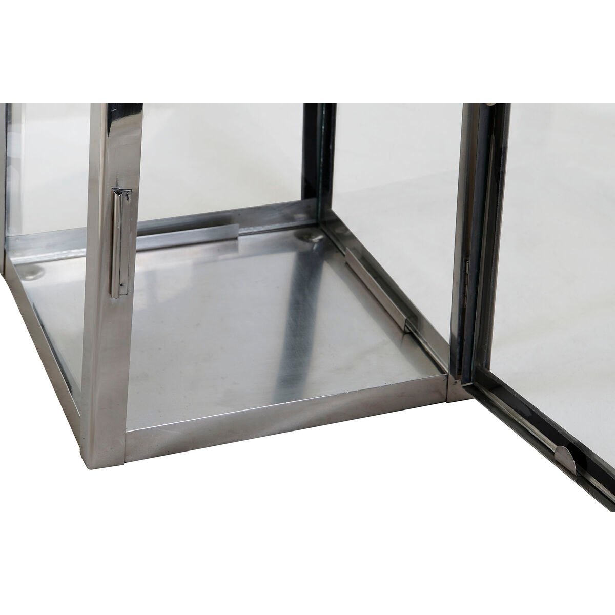 Lykta DKD Home Decor Brun Silvrig Läder Glas Stål Kromad 20 x 20 x 40 cm finns hos Nordekko