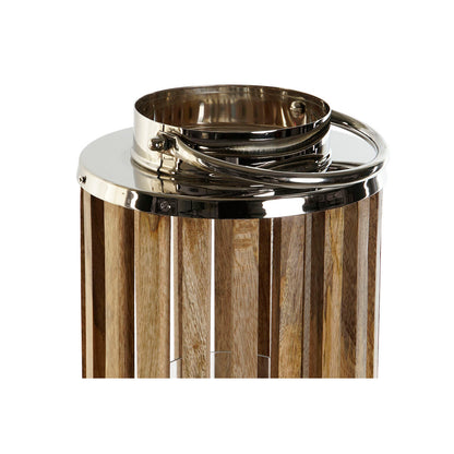 Ljusstakar DKD Home Decor Brun Silvrig Naturell Glas Mangoträ 20 x 20 x 74 cm finns hos Nordekko