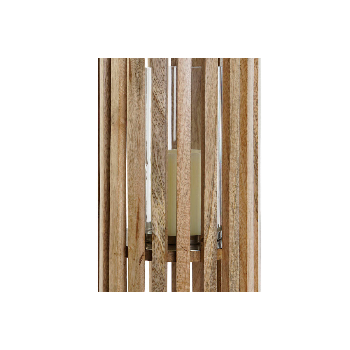 Ljusstakar DKD Home Decor Brun Silvrig Naturell Glas Mangoträ 20 x 20 x 74 cm finns hos Nordekko