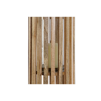 Ljusstakar DKD Home Decor Brun Silvrig Naturell Glas Mangoträ 20 x 20 x 74 cm finns hos Nordekko