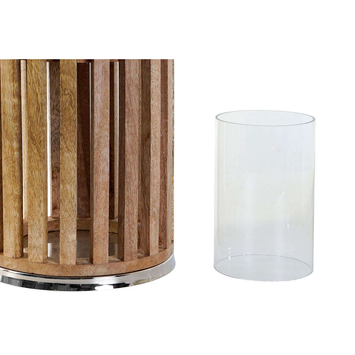 Ljusstakar DKD Home Decor Brun Silvrig Naturell Glas Mangoträ 20 x 20 x 50 cm finns hos Nordekko