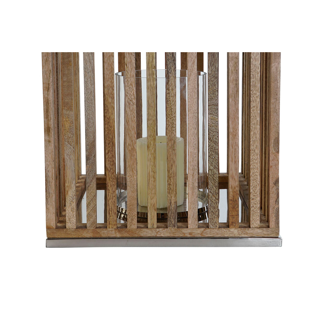 Ljusstakar DKD Home Decor Brun Silvrig Naturell Glas Mangoträ 31 x 31 x 35 cm finns hos Nordekko