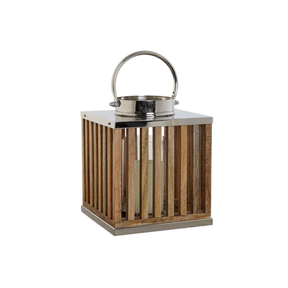 Ljusstakar DKD Home Decor Brun Naturell Glas Mangoträ 21 x 21 x 25 cm (2 Delar) finns hos Nordekko