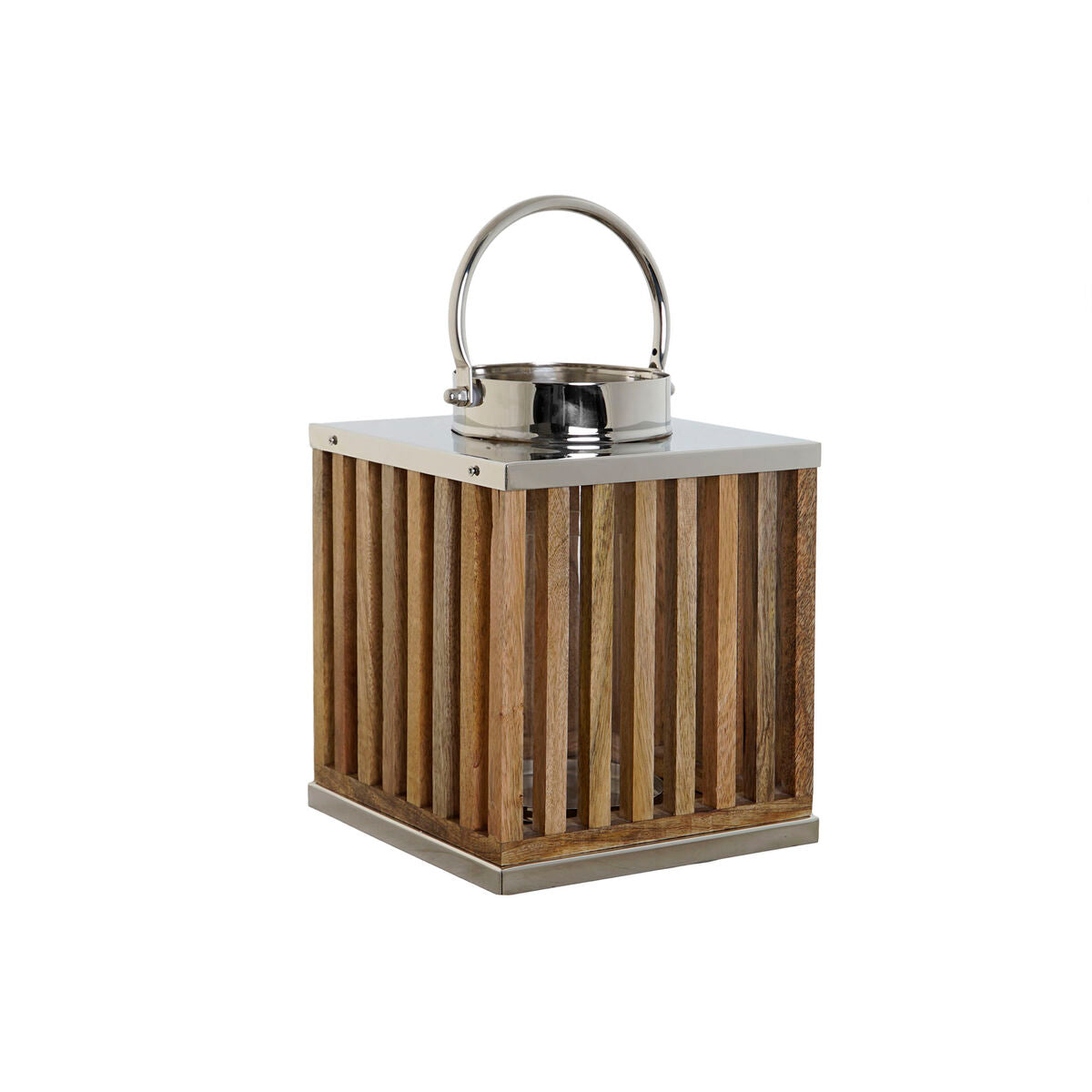 Ljusstakar DKD Home Decor Brun Naturell Glas Mangoträ 21 x 21 x 25 cm (2 Delar) finns hos Nordekko