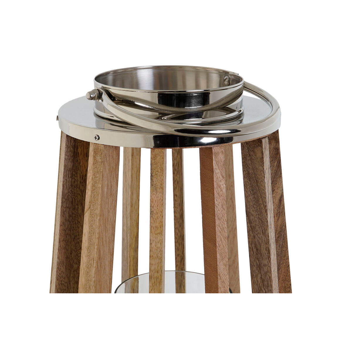 Ljusstakar DKD Home Decor Brun Silvrig Naturell Glas Mangoträ 32 x 32 x 51 cm finns hos Nordekko