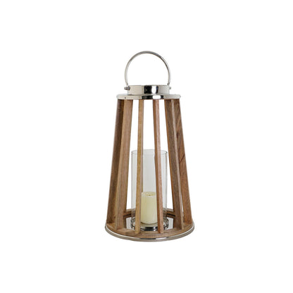 Ljusstakar DKD Home Decor Brun Silvrig Naturell Glas Mangoträ 32 x 32 x 51 cm finns hos Nordekko