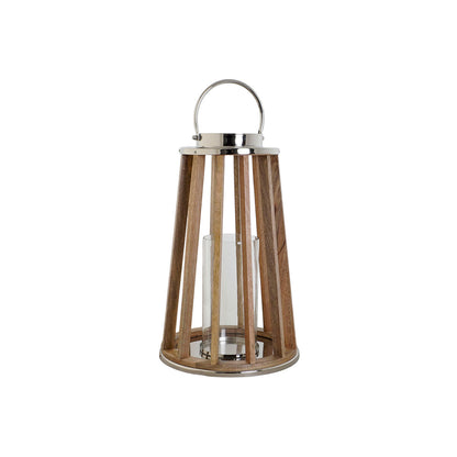 Ljusstakar DKD Home Decor Brun Silvrig Naturell Glas Mangoträ 32 x 32 x 51 cm finns hos Nordekko