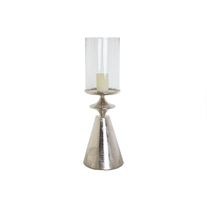 Ljusstakar DKD Home Decor Silvrig Aluminium Glas 24 x 24 x 73 cm finns hos Nordekko