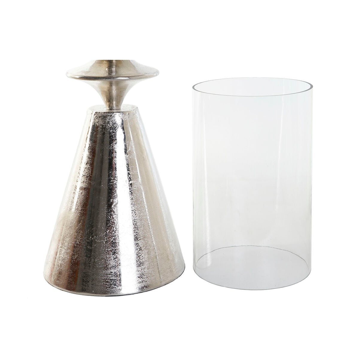 Ljusstakar DKD Home Decor Silvrig Aluminium Glas 24 x 24 x 73 cm finns hos Nordekko