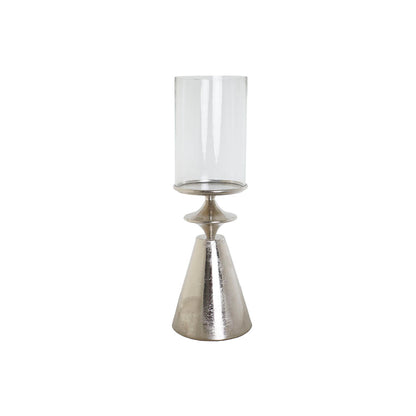 Ljusstakar DKD Home Decor Silvrig Aluminium Glas 24 x 24 x 73 cm finns hos Nordekko