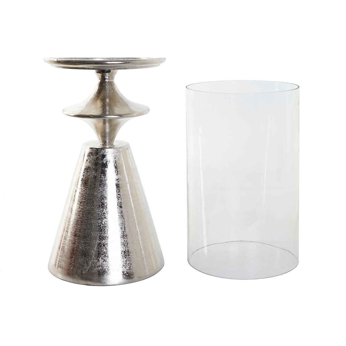 Ljusstakar DKD Home Decor Silvrig Aluminium Glas 21 x 21 x 66 cm finns hos Nordekko