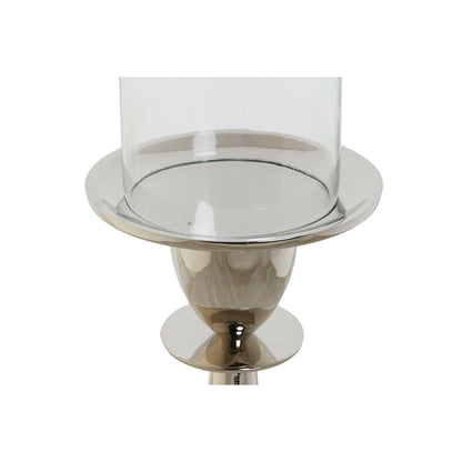 Ljusstakar DKD Home Decor Silvrig Aluminium Glas 14 x 14 x 48 cm finns hos Nordekko