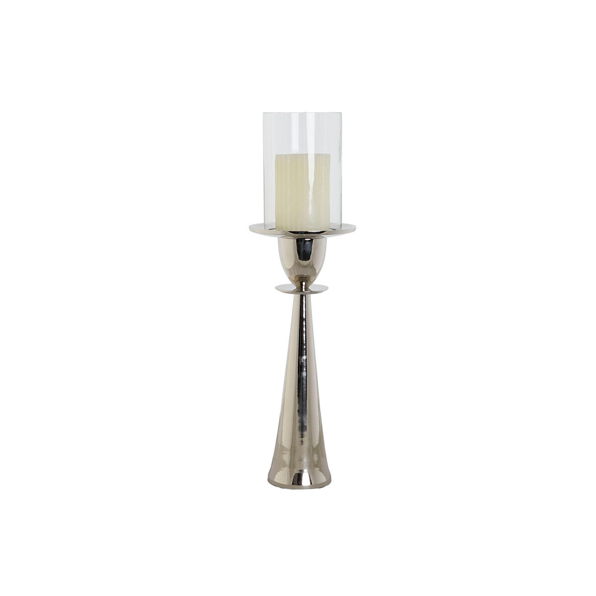 Ljusstakar DKD Home Decor Silvrig Aluminium Glas 14 x 14 x 48 cm finns hos Nordekko