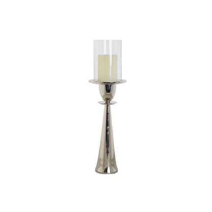 Ljusstakar DKD Home Decor Silvrig Aluminium Glas 14 x 14 x 48 cm finns hos Nordekko