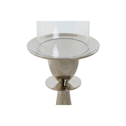 Ljusstakar DKD Home Decor Silvrig Aluminium Glas 14 x 14 x 38 cm finns hos Nordekko