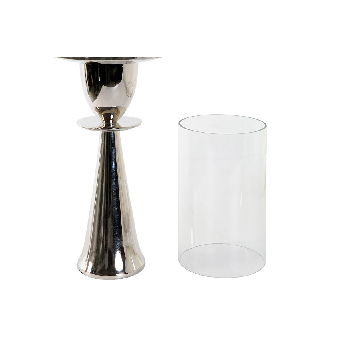 Ljusstakar DKD Home Decor Silvrig Aluminium Glas 14 x 14 x 38 cm finns hos Nordekko