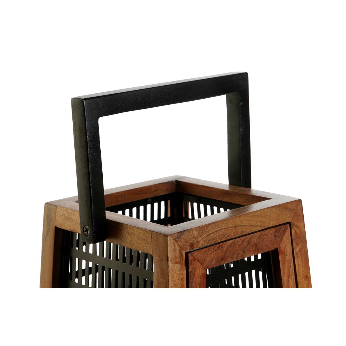 Ljusstakar DKD Home Decor Svart Naturell Metall Mangoträ 20 x 20 x 38 cm finns hos Nordekko