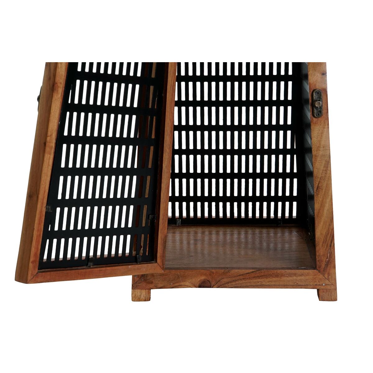 Ljusstakar DKD Home Decor Svart Naturell Metall Mangoträ 20 x 20 x 38 cm finns hos Nordekko