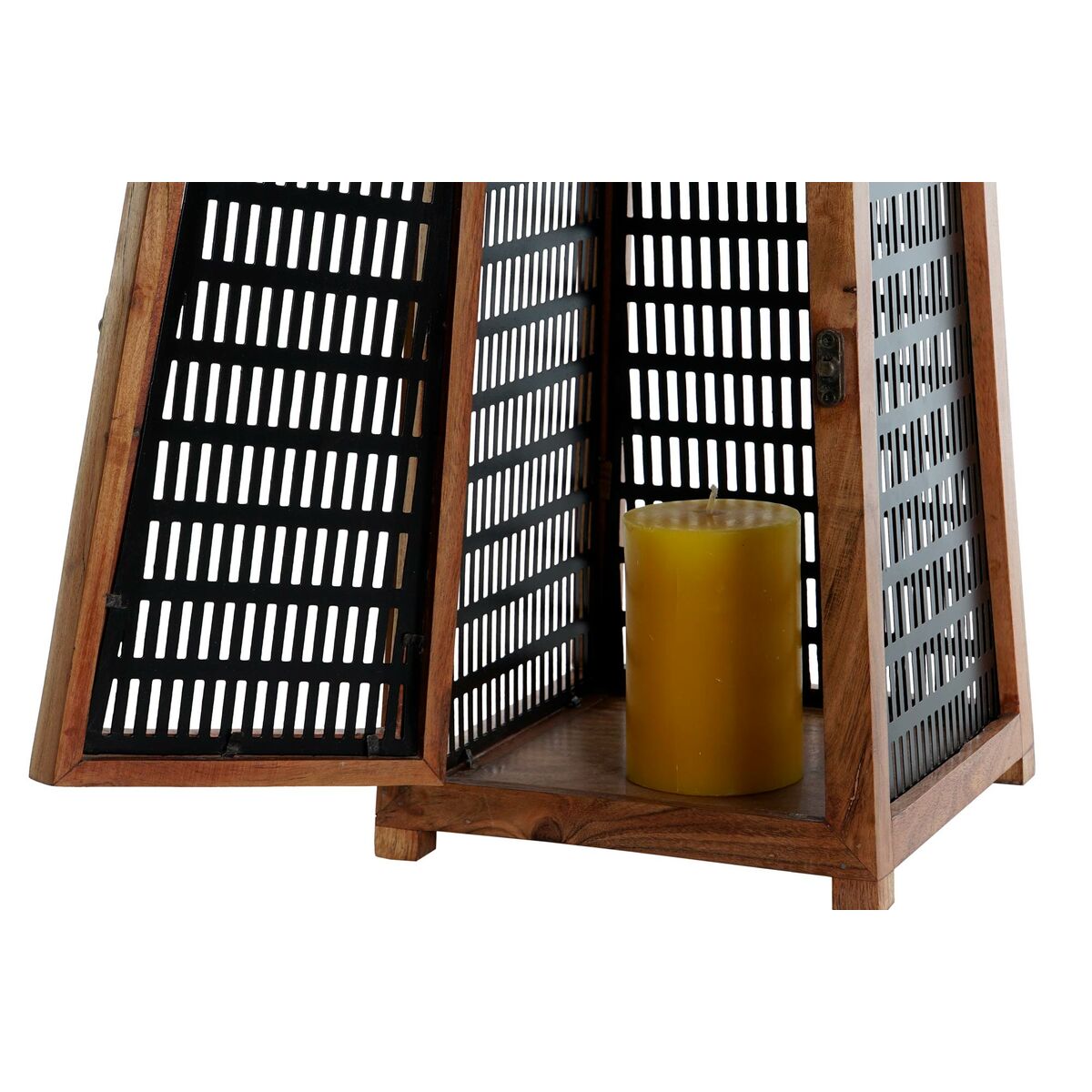 Ljusstakar DKD Home Decor Svart Naturell Metall Mangoträ 20 x 20 x 38 cm finns hos Nordekko