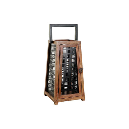 Ljusstakar DKD Home Decor Svart Naturell Metall Mangoträ 20 x 20 x 38 cm finns hos Nordekko