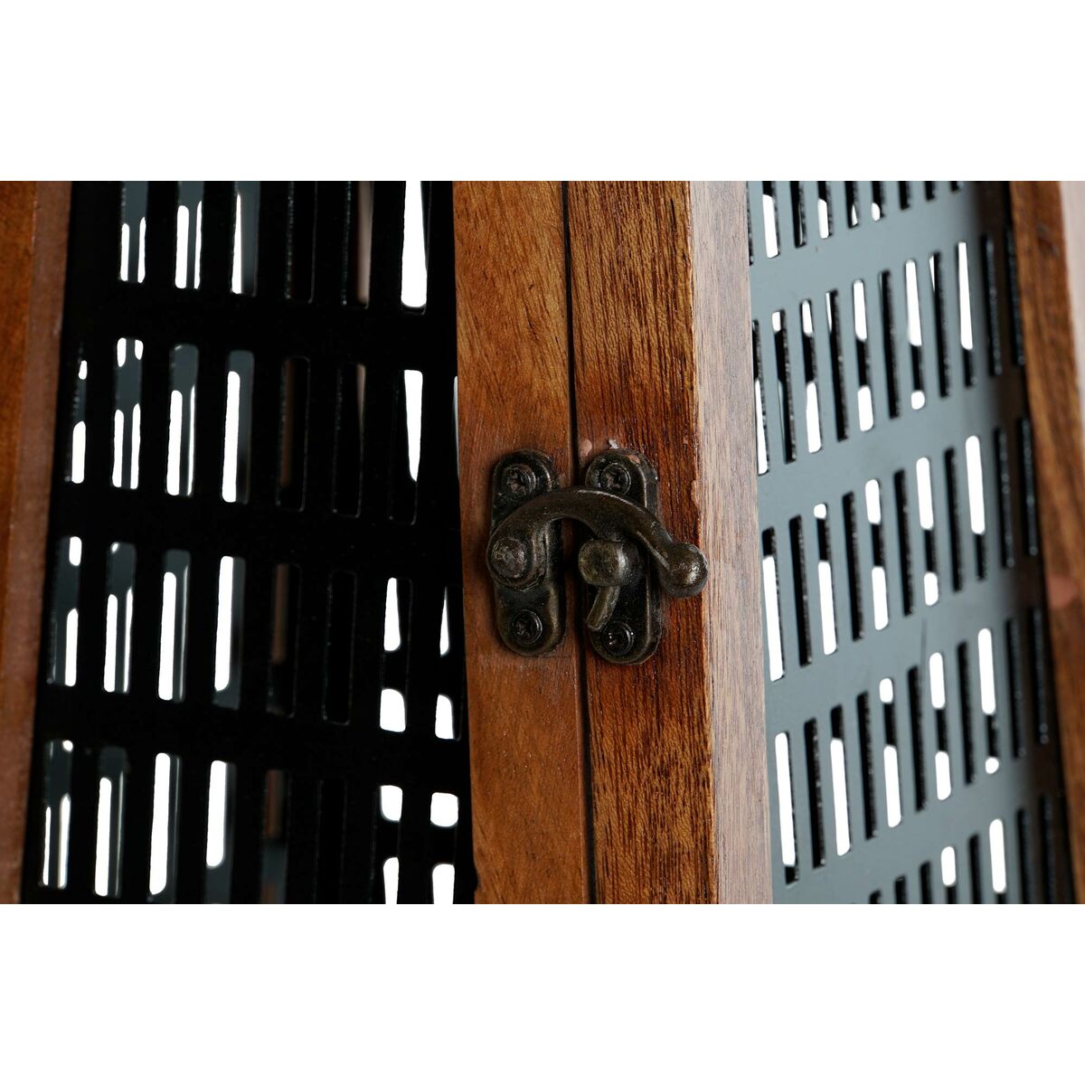 Ljusstakar DKD Home Decor Svart Naturell Metall Mangoträ 15 x 15 x 26 cm finns hos Nordekko