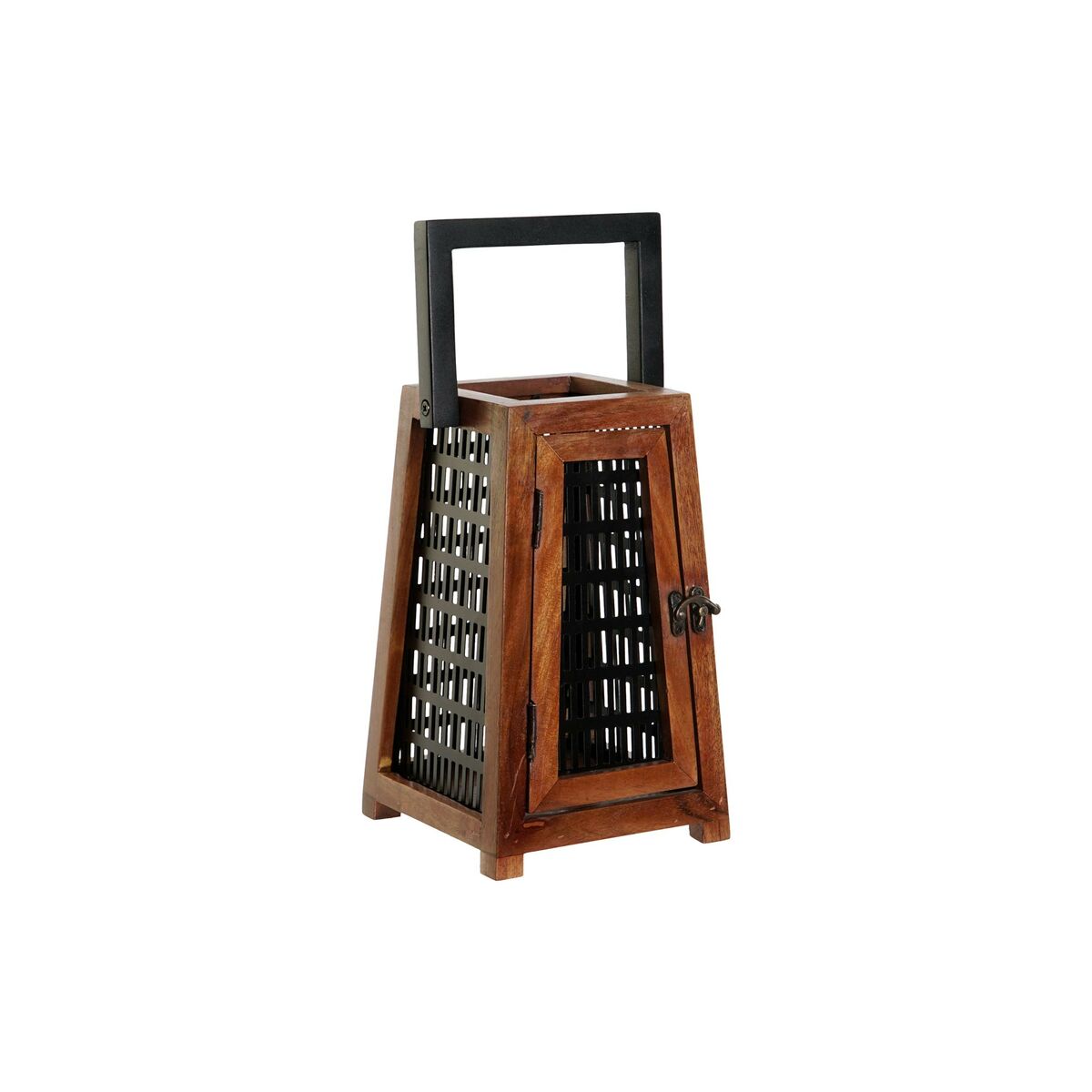 Ljusstakar DKD Home Decor Svart Naturell Metall Mangoträ 15 x 15 x 26 cm finns hos Nordekko