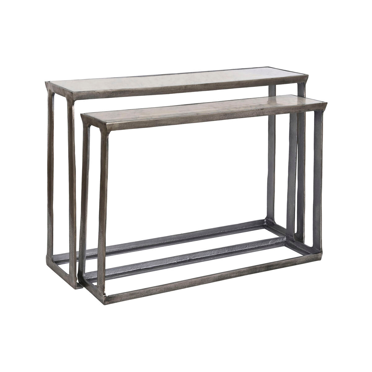 2-bordsset Home ESPRIT Vit Multicolour Silvrig 107 x 30 x 81 cm 108 x 30 x 79 cm finns hos Nordekko