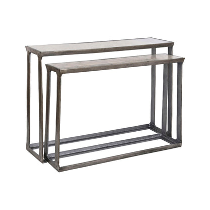 2-bordsset Home ESPRIT Vit Multicolour Silvrig 107 x 30 x 81 cm 108 x 30 x 79 cm finns hos Nordekko
