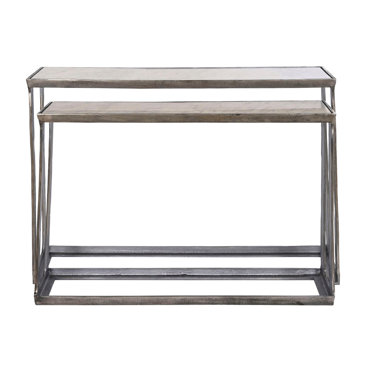2-bordsset Home ESPRIT Vit Multicolour Silvrig 107 x 30 x 81 cm 108 x 30 x 79 cm finns hos Nordekko