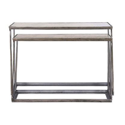 2-bordsset Home ESPRIT Vit Multicolour Silvrig 107 x 30 x 81 cm 108 x 30 x 79 cm finns hos Nordekko