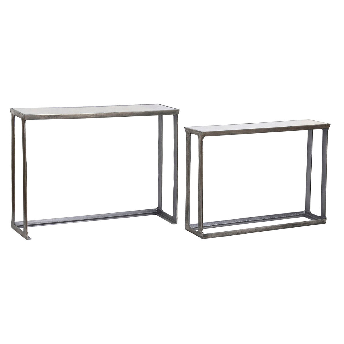 2-bordsset Home ESPRIT Vit Multicolour Silvrig 107 x 30 x 81 cm 108 x 30 x 79 cm finns hos Nordekko