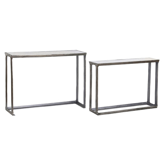 2-bordsset Home ESPRIT Vit Multicolour Silvrig 107 x 30 x 81 cm 108 x 30 x 79 cm finns hos Nordekko