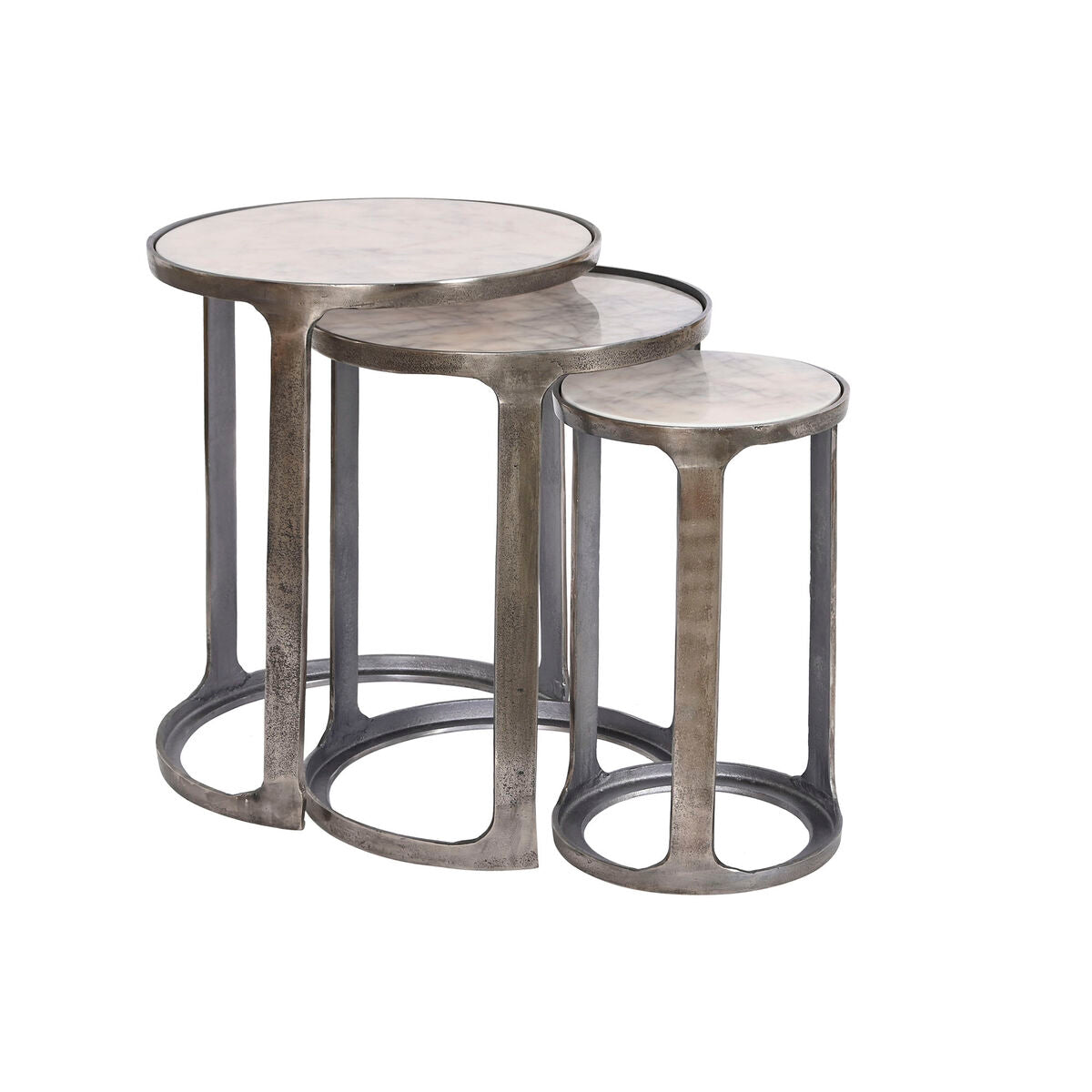 3-bordsset Home ESPRIT Vit Silvrig 45 x 45 x 56 cm finns hos Nordekko