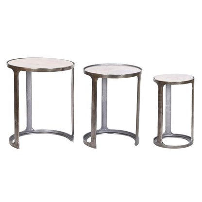 3-bordsset Home ESPRIT Vit Silvrig 45 x 45 x 56 cm finns hos Nordekko