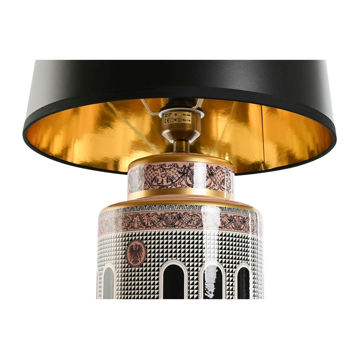 Bordslampa Home ESPRIT Vit Svart Gyllene Persika Porslin 40 x 40 x 67 cm finns hos Nordekko